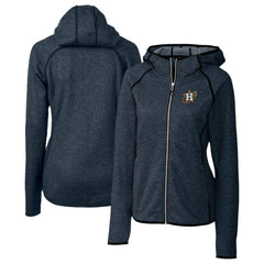 Heather Navy Houston Astros Cutter & Buck Women's City Connect Mainsail Full-Zip Hooded Jacket