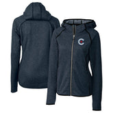 Heather Navy Chicago Cubs Cutter & Buck Women's City Connect Mainsail Full-Zip Hooded Jacket