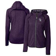 Heather Purple Colorado Rockies Cutter & Buck Women's City Connect Mainsail Full-Zip Hooded Jacket