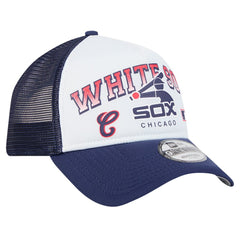 White Chicago White Sox New Era Retro Wordmark 9FORTY A-Frame Trucker Adjustable Hat