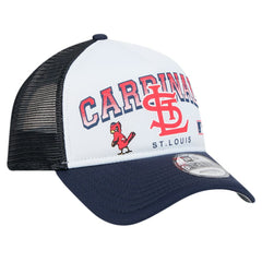 White St. Louis Cardinals New Era Retro Wordmark 9FORTY A-Frame Trucker Adjustable Hat