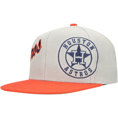 Gray/Orange Houston Astros Mitchell & Ness Knock Out Panel Snapback Hat