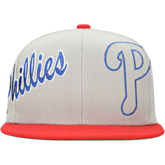 Gray Philadelphia Phillies Mitchell & Ness Knock Out Panel Snapback Hat