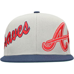 Gray/Navy Atlanta Braves Mitchell & Ness Knock Out Panel Snapback Hat