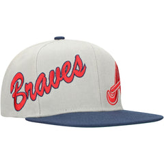 Gray/Navy Atlanta Braves Mitchell & Ness Knock Out Panel Snapback Hat