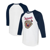 White/Navy Washington Nationals Tiny Turnip Unisex Butterfly Glove 3/4-Sleeve Raglan T-Shirt