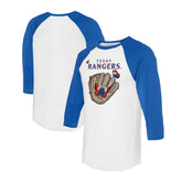 White/Royal Texas Rangers Tiny Turnip Unisex Butterfly Glove 3/4-Sleeve Raglan T-Shirt