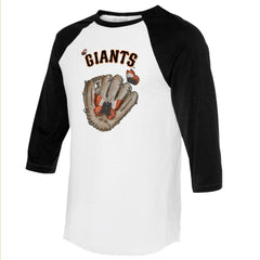White/Black San Francisco Giants Tiny Turnip Unisex Butterfly Glove 3/4-Sleeve Raglan T-Shirt
