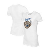 White Los Angeles Dodgers Tiny Turnip Women's Butterfly Glove T-Shirt