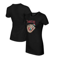Black Arizona Diamondbacks Tiny Turnip Women's Butterfly Glove T-Shirt