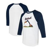 White/Navy Detroit Tigers Tiny Turnip Unisex Excavator 3/4-Sleeve Raglan T-Shirt