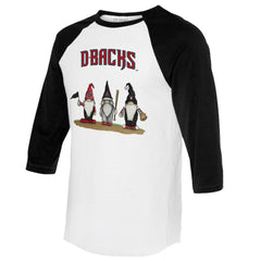 White/Black Arizona Diamondbacks Tiny Turnip Unisex Gnomes 3/4-Sleeve Raglan T-Shirt