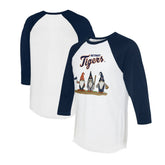 White/Navy Detroit Tigers Tiny Turnip Unisex Gnomes 3/4-Sleeve Raglan T-Shirt