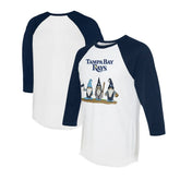 White/Navy Tampa Bay Rays Tiny Turnip Unisex Gnomes 3/4-Sleeve Raglan T-Shirt