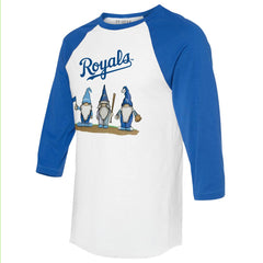 White/Royal Kansas City Royals Tiny Turnip Unisex Gnomes 3/4-Sleeve Raglan T-Shirt