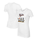 White Detroit Tigers Tiny Turnip Women's Gnomes T-Shirt