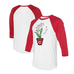 White/Red Cincinnati Reds Tiny Turnip Unisex Lilies & Ladybugs 3/4-Sleeve Raglan T-Shirt