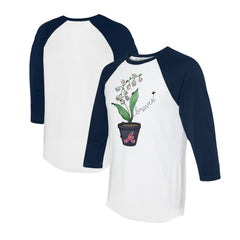 White/Navy Atlanta Braves Tiny Turnip Unisex Lilies & Ladybugs 3/4-Sleeve Raglan T-Shirt