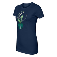 Navy Seattle Mariners Tiny Turnip Women's Lilies & Ladybugs T-Shirt