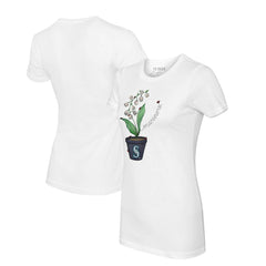 White Seattle Mariners Tiny Turnip Women's Lilies & Ladybugs T-Shirt