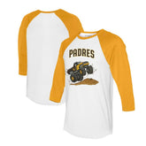 White/Gold San Diego Padres Tiny Turnip Unisex Monster Truck 3/4-Sleeve Raglan T-Shirt