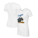 White Los Angeles Dodgers Tiny Turnip Women's Monster Truck T-Shirt