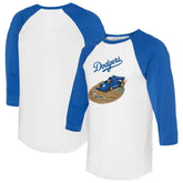 White/Royal Los Angeles Dodgers Tiny Turnip Unisex Race Car 3/4-Sleeve Raglan T-Shirt