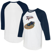 White/Navy Detroit Tigers Tiny Turnip Unisex Race Car 3/4-Sleeve Raglan T-Shirt