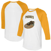 White/Gold San Diego Padres Tiny Turnip Unisex Race Car 3/4-Sleeve Raglan T-Shirt