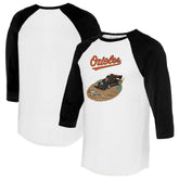 White/Black Baltimore Orioles Tiny Turnip Unisex Race Car 3/4-Sleeve Raglan T-Shirt