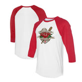 White/Red Philadelphia Phillies Tiny Turnip Unisex Tattoo Rose 3/4-Sleeve Raglan T-Shirt