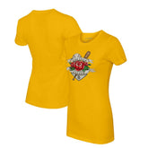 Gold San Diego Padres Tiny Turnip Women's Tattoo Rose T-Shirt