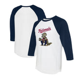 White/Navy Washington Nationals Tiny Turnip Unisex Triceratops 3/4-Sleeve Raglan T-Shirt