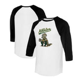 White/Black Athletics Tiny Turnip Unisex Triceratops 3/4-Sleeve Raglan T-Shirt