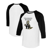 White/Black Colorado Rockies Tiny Turnip Unisex Triceratops 3/4-Sleeve Raglan T-Shirt