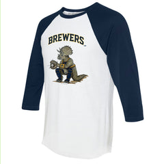 White/Navy Milwaukee Brewers Tiny Turnip Unisex Triceratops 3/4-Sleeve Raglan T-Shirt