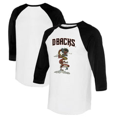 White/Black Arizona Diamondbacks Tiny Turnip Unisex 2024 Year of the Dragon 3/4-Sleeve Raglan T-Shirt