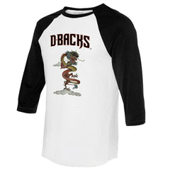 White/Black Arizona Diamondbacks Tiny Turnip Unisex 2024 Year of the Dragon 3/4-Sleeve Raglan T-Shirt