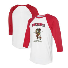 White/Red Cincinnati Reds Tiny Turnip Unisex 2024 Year of the Dragon 3/4-Sleeve Raglan T-Shirt