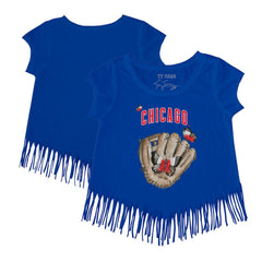 Royal Chicago Cubs Tiny Turnip Girls Youth Butterfly Glove Fringe T-Shirt