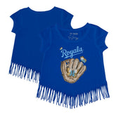 Royal Kansas City Royals Tiny Turnip Girls Youth Butterfly Glove Fringe T-Shirt