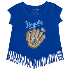 Royal Kansas City Royals Tiny Turnip Girls Youth Butterfly Glove Fringe T-Shirt