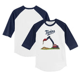 White/Navy Minnesota Twins Tiny Turnip Youth Excavator 3/4-Sleeve Raglan T-Shirt
