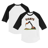 White/Black San Francisco Giants Tiny Turnip Youth Excavator 3/4-Sleeve Raglan T-Shirt