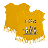 Gold San Diego Padres Tiny Turnip Girls Youth Gnomes Fringe T-Shirt
