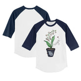 White/Navy Tampa Bay Rays Tiny Turnip Youth Lilies & Ladybugs 3/4-Sleeve Raglan T-Shirt