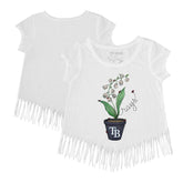 White Tampa Bay Rays Tiny Turnip Girls Youth Lilies & Ladybugs Fringe T-Shirt