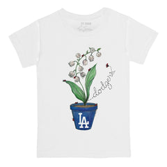 White Los Angeles Dodgers Tiny Turnip Youth Lilies & Ladybugs T-Shirt