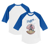White/Royal Los Angeles Dodgers Tiny Turnip Youth Mermaid 3/4-Sleeve Raglan T-Shirt