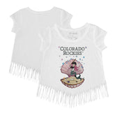White Colorado Rockies Tiny Turnip Girls Youth Mermaid Fringe T-Shirt